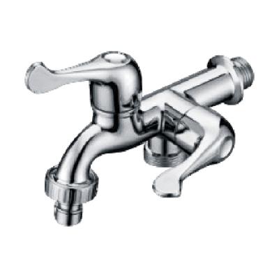 China New Modern Design ABS Double Handle Zinc Body Chrome Plated Bibcock Wall Mounted Faucets for sale