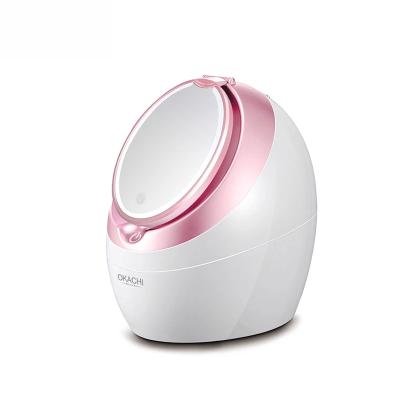 China Factory Lighting Custom 3 in 1 Facial Steamer Hot Steamer Electric Led Nano Face Steamer with Mirror for sale