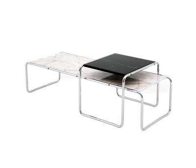 China Modern Nordic Wooden Style Iron Stainless Steel Coffee Table Living Room Side Tea Table Nesting Small Coffee Tables for sale