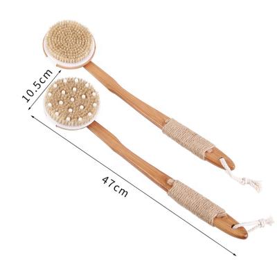 China Long Handle Round Detachable Bamboo Body Long Handle Shower Back Bath Brush for sale