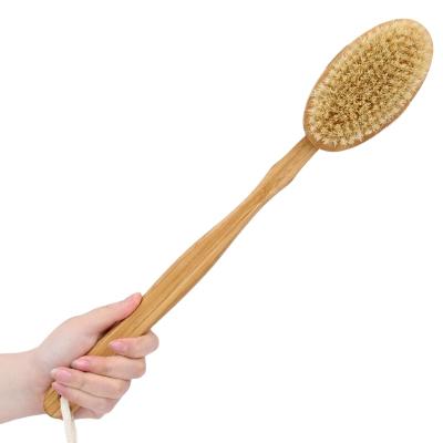 China EXFOLIATE Long Bamboo Handle Detachable Body Wooden Bath Brush Cleaning Brush Back Scrubber for sale