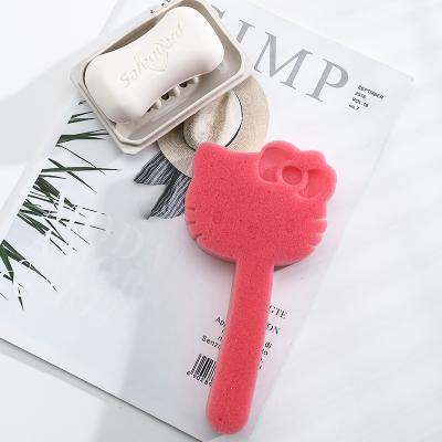 China All Natural Lovely New Design Pink Kitty Body Cleaning Shape Shower PU Foam Sponge Hello for sale