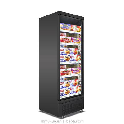 China MUXUE Single-Temperature Straight Single Doors Glass Door Display Freezer For Supermarket Refrigerator Commercial Black MX-XGG620F-B for sale