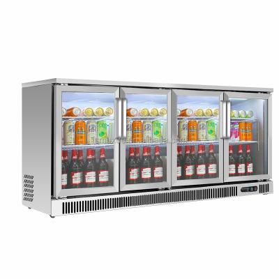 China MUXUE Single-Temperature Bar Counter Beer Fridge Four Door Glass Beer Cooler MX-BTG1800F Stainless Steel for sale