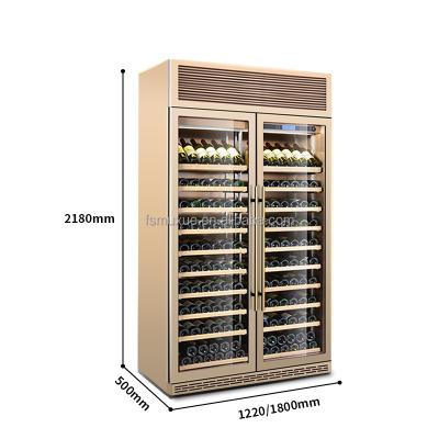 China Hotel MUXUE Two Door Wine Glass Display Cooler Wine Fridge Wine Display Refrigerator MX-HJG1200F for sale