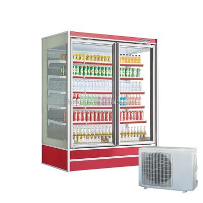 China MUXUE Single-temperature Customized Glass Door Showcase Air Curtain Refrigerator For Supermarket 1200mm Remote Compressor for sale