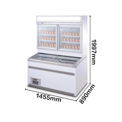 China Island Freezer Combination Commercial Single-temperature MUXUE Refrigerator Combi Vertical Freezer Over Supermarket Cooler 368L+600L for sale