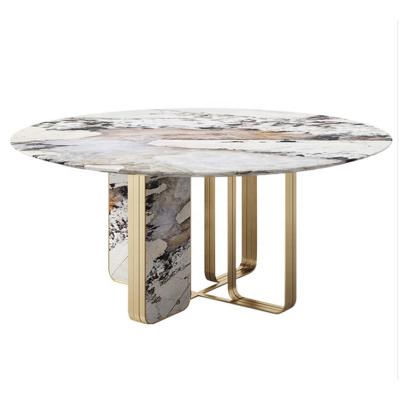 China Modern Luxury Round Table For Six Italian Designer Stainless Steel Metal Marble Tables for sale