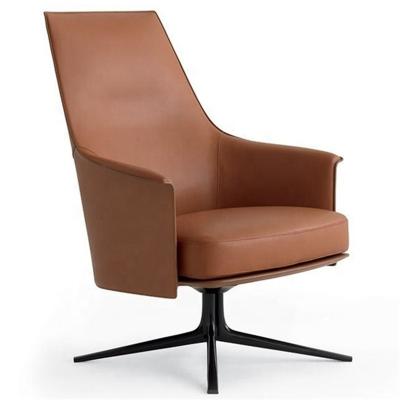 China Modern Design Rotating Room Chair Office Lounge Casual Rotating Orange Leather Armchair for sale