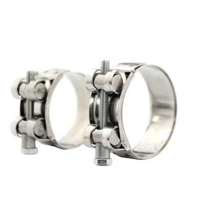 China High quality heavy duty stainless steel stainless steel double bolt pipe clamp with factory price for sale