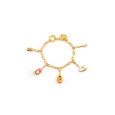 China Lovely low price 18K gold plating enamel color genuine exquisite baby bracelet brass bangle for sale