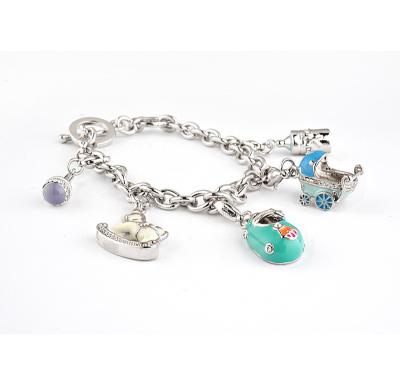 China Exquisite Quality Guaranteed Pretty Baby Charm Bracelet Exquisite Blue Palladium Plating Enamel Bracelet for sale