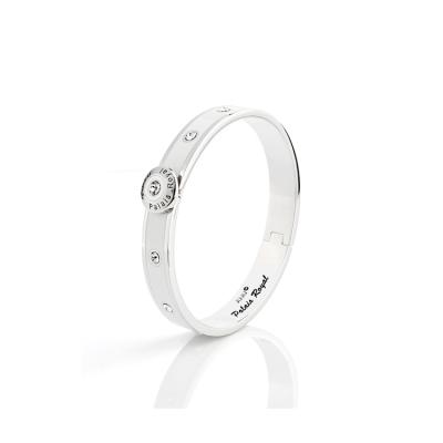 China Plain Made Professional Exquisite White Enamel Bangle Crystal Stone Buckle Opened Clear Bracelet for sale