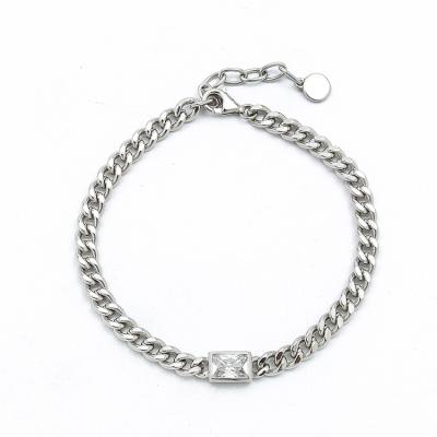 China Trendy S925 Fashion Hip Hop Zircon Silver Bracelet Crafted Chain Bracelet For Women Man for sale