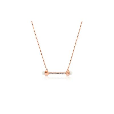 China Rose Gold Clavicle Necklace Shiny Exquisite Genuine Barbell Guarantee Quality Low Price Pendant Necklace for sale