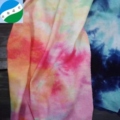 China Fashion style TC polyester cotton spandex knitting tank top anti-static tie dyed stock fabric for sale