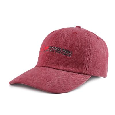 China JOINT Washed Unstructured 6 Panel Designs Simple Baseball Embroidery Dad Hats Cap for sale