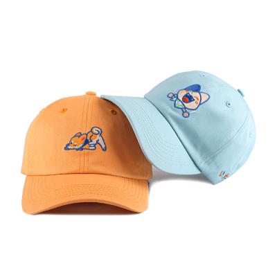 China COMMON Custom Unstructured Cotton Embroidery Logo Wholesale 6 Panel Small Flat 100% Dad Hats Baseball Cap for sale