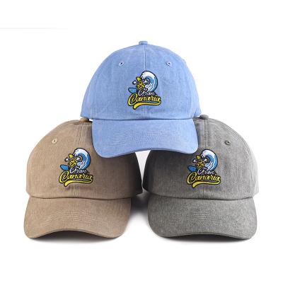 China COMMON Embroidery Custom Small Logo Unstructured Baseball Cap Distressed Dad Hats for sale