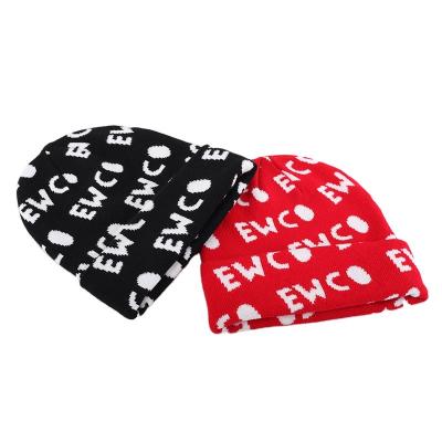 China JOINT Jacquard Custom Logo Printed Designer Mens Womens Beanies for sale