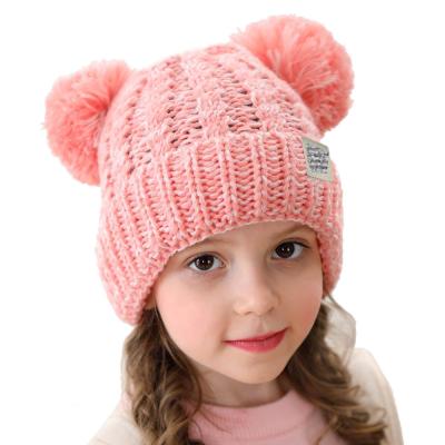 China breathable & 2019 Winter New Children Raincoats Double Woolen Ball Hat With Braided Twist Knitted Wool Hat for sale