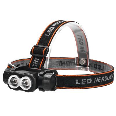 China Low Light-Brightness Flash USB Headlight 2 Lights 3 Lights Rechargeable Loud Headlamp New 18650 Built-in Plastic Rechargeable Light-Strong Lights for sale