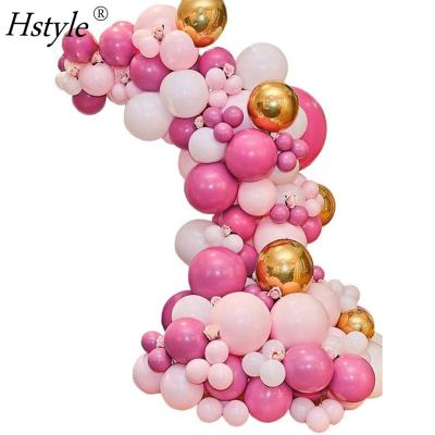 China 140 Pieces Eco-Friendly Balloon Garland Kit Hot Pink Gold Balloon Arch For Wedding Birthday Party Decorations ST824 for sale