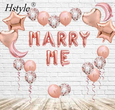 China 2020 New Arrival Rose Gold Letter Marry Me Foil Helium Eco-friendly Balloon Sets For Valentine's Day Wedding Party Decorations SET0432 for sale