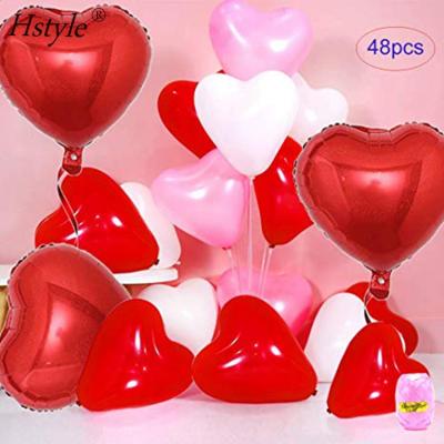 China Eco-friendly Heart Balloons Latex Heart Shape Balloons 48 PCS Suitable for Valentine's Day Engagement Wedding Party Decorations SET574 for sale