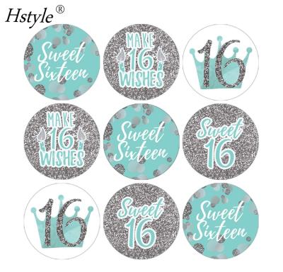 China Sixteen Eco-Friendly Sweet 16th Birthday Gift Stickers - 180 Labels SD711 (Blue & Silver) for sale