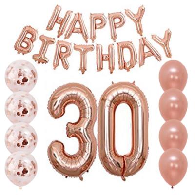 China Banner Rose Gold Birthday Balloon Kits SET45 Birthday Gift Toy Birthday Party Decorations 30th for sale