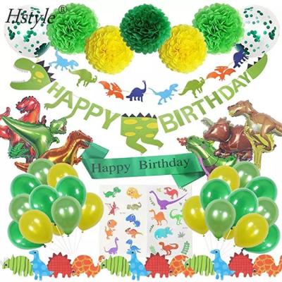 China Eco-Friendly Dinosaur Pompom Banner Party Accessory Supplies Happy Birthday Party Balloons Decorations SET0529 for sale