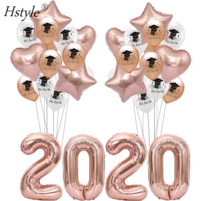 China Rose Gold Latex Balloon 32in Foil Balloon 2021 Graduation Balloons Eco-Friendly Class For Graduation Party Decorations SET822 for sale