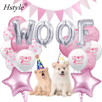 China Eco-Friendly Pink For Girl Puppy Birthday Party Decorations 16 Inch WOOF Dog Birthday Decorations Set Balloons Decors SET511-2 for sale