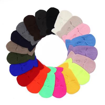 China Wholesale Custom Colorful Cheap Acrylic JOINT Balaclava Beanie For Men And Women Logo 3 Hole Ski Mask for sale