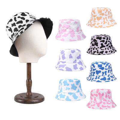 China 2023 Black Reversible New Fashion Cow Pattern Bucket Hats Fisherman Caps For Women Durable White Summer Men Gorras for sale