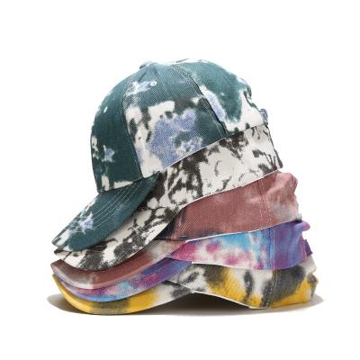 China Custom JOINT Logo Tie Dye Baseball Cap dyed tying shade sun hat fashion sports cap baseball hats for sale