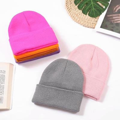 China COMMON Classic Custom Your Own Logo Beanies Solid Color Knitted Hats Wholesale Hat Hot for sale