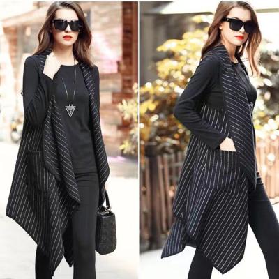 China Fall 2022 Ladies Breathable Asymmetric Stripe Sleeveless Wholesale Vest Long Vest Waistcoat For Women for sale