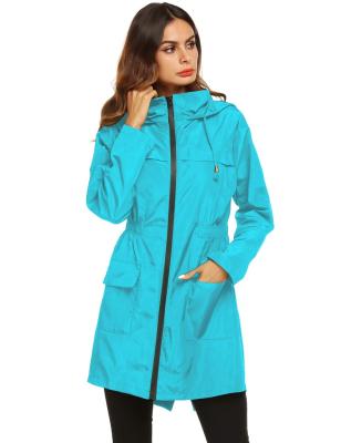 China Wholesale Custom Solid Anorak Jacket 2022 Women Waterproof Long Slim Hooded Zipper Fall And Winter Full Sleeve for sale