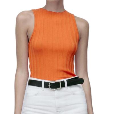 China y2k's new fashionable autumn wholesale QUICK DRY new sexy white ribbed halterneck crop tops T-shirts for women 2022 for sale