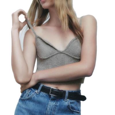 China Custom Made High Quality Gray Sexy Corset Breathable For Women Autumn Winter New Knitted Crop Top Tight Women Corset for sale