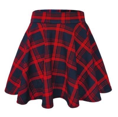 China 2022 OEM Ladies Clothing New Arrival Custom Made Breathable Autumn Red Plaid Pleated Casual Mini Skirts For Women for sale