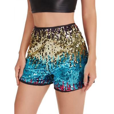 China Wholesale Breathable Plus Size Womens High Waist Contrast Color Sequin Zip To Sparkle Sexy Clubwear Shorts for sale