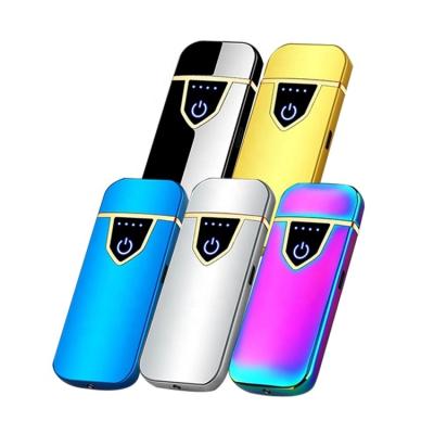 China No Gas Printing Custom Windproof Electric Cigarette Smoking Logo Arc Coil Cigar Lighter for sale