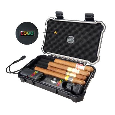 China High Strength Portable Custom Logo Cigar Travel Case Humidor with Cigar Accessories Cigar Lighter for sale