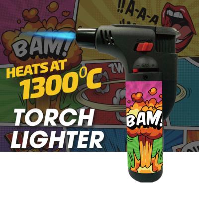 China Regular flame reaches1000-1300â „ ƒ Smoking Accessories Flame Reactors Logo Butane Cigar Empty Refillable Torch Custom Gas Candle Lighter for sale