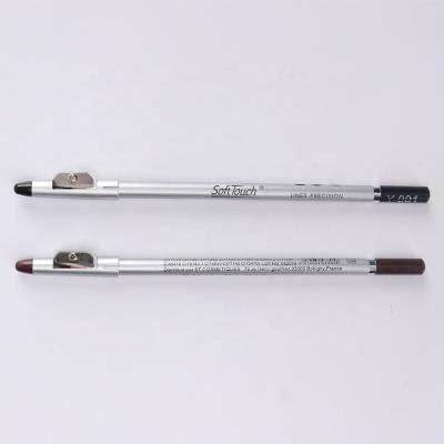 China Waterproof Hot Sale OEM Colored Pencil Slim Shape Black Brown Eyeliner Pen With Sharpener for sale