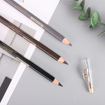 China Fashion Waterproof Wholesale Cosmetic Natural Thin Dry Eyebrow Pencil With Sharpener for sale