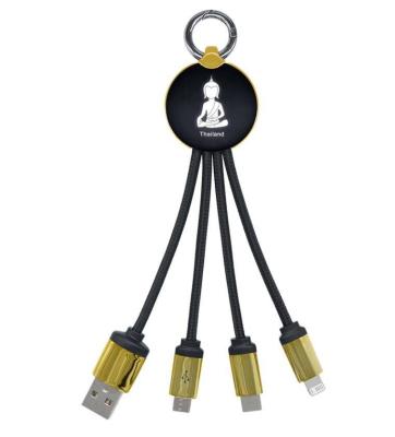 China Barber Shop Factory Promotional 3in1 Design Customized Logo Multi Led Usb Charger Cable for sale